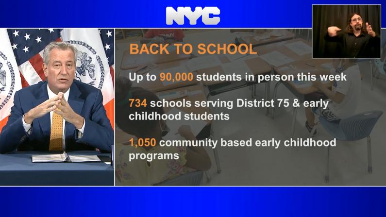 纽约市公校恢复面授教学第一天 9万孩童回归课堂