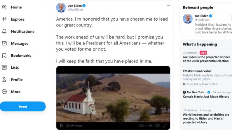 拜登推特发布视频：做所有美国人的总统