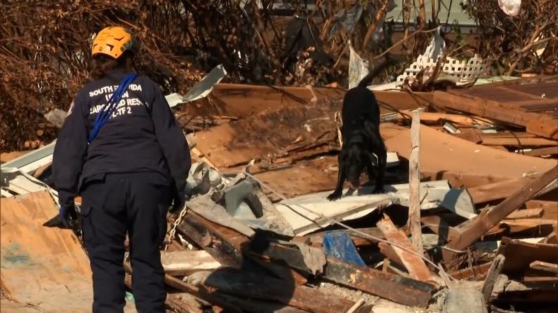 迈尔斯堡飓风后惨状：四处残垣断壁 搜救队挨家挨户寻人