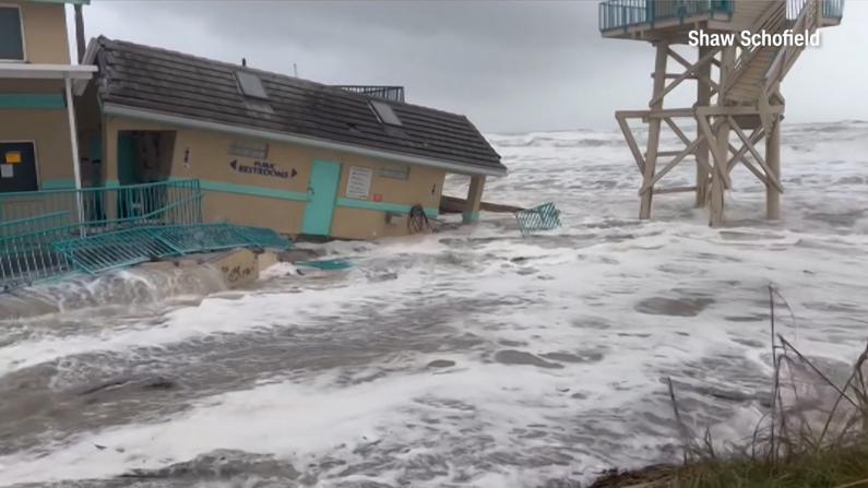 飓风来袭 佛州沿海大片房屋垮塌被淹
