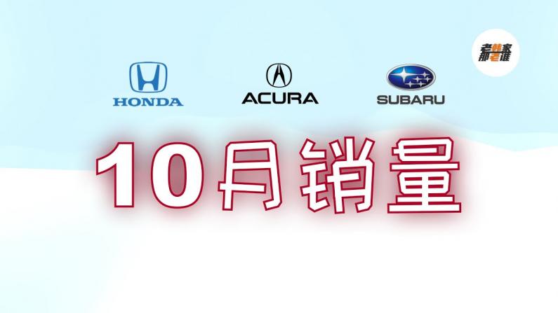 Honda/Acura/Subaru10月市場銷量表現