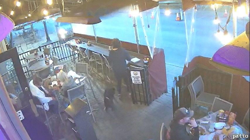 【监控】男子驾车突然撞入餐馆露台