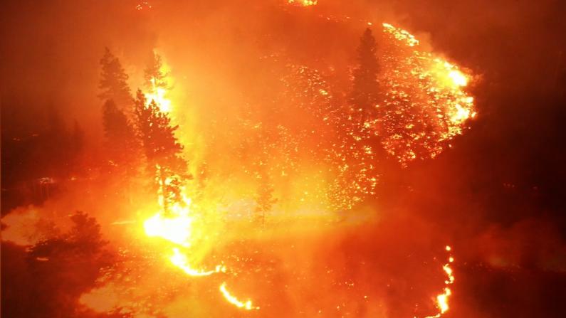 加州内华达边境大火 一夜烧毁近50英亩地